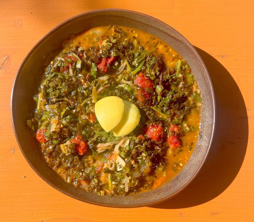 White Wine Braised Mustard Greens