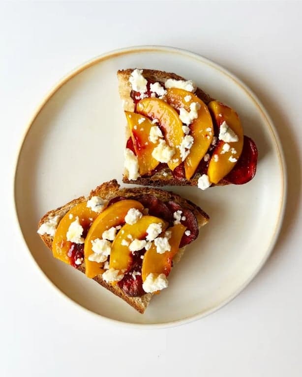 Peaches, Beets & Goat Cheese on Sourdough Toast